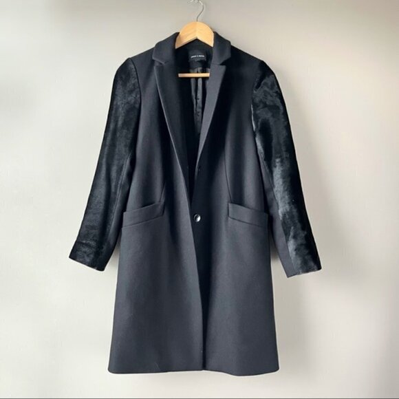JUDITH & Charles | Manille Calf Hair Wool Coat Size 2 Black - Picture 4 of 13
